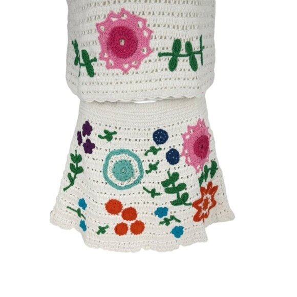 Tuckernuck Love the Label NEW Leighton Crochet Matching Set Ivory Floral Size S - Picture 8 of 13